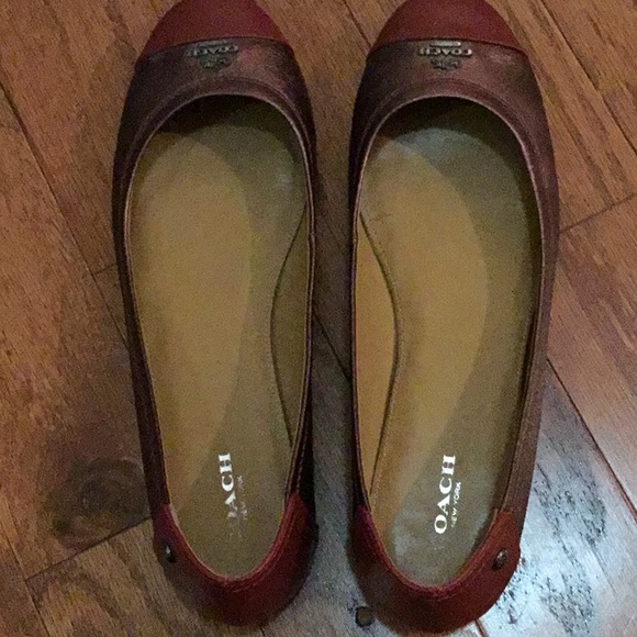 Coach metallic oxblood and leather ballet flats size 9 - Picture 1 of 8